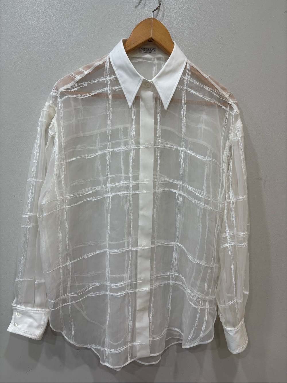 Brunello Cucinelli Organza Paint Stroke Paillette Detail Top Women’s Size Small